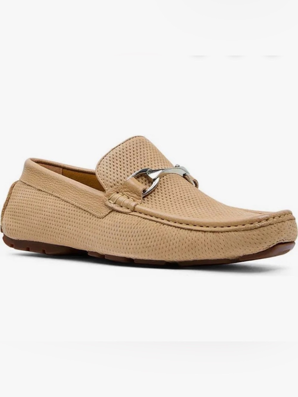 Donald J. Pliner Beige Perforated Leather Bit Loafers